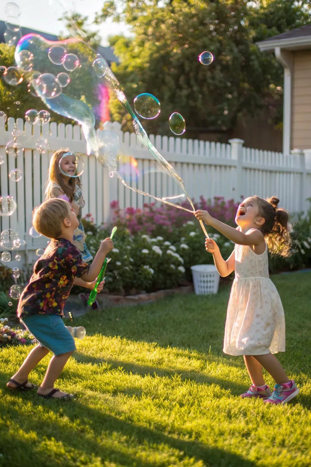 A magical bubble-making station for giant, colorful bubbles.