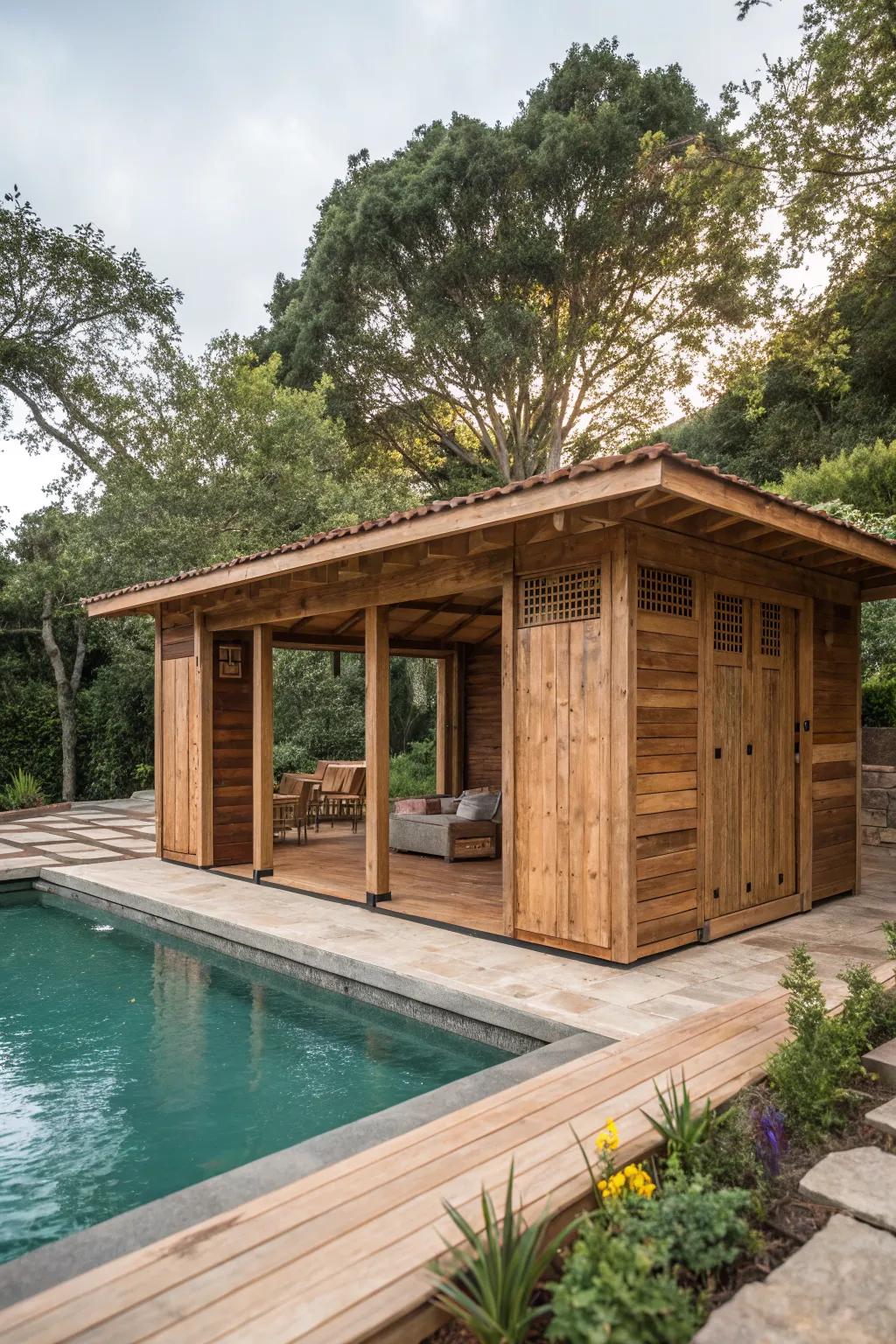Sustainability meets style in this eco-friendly pavilion.