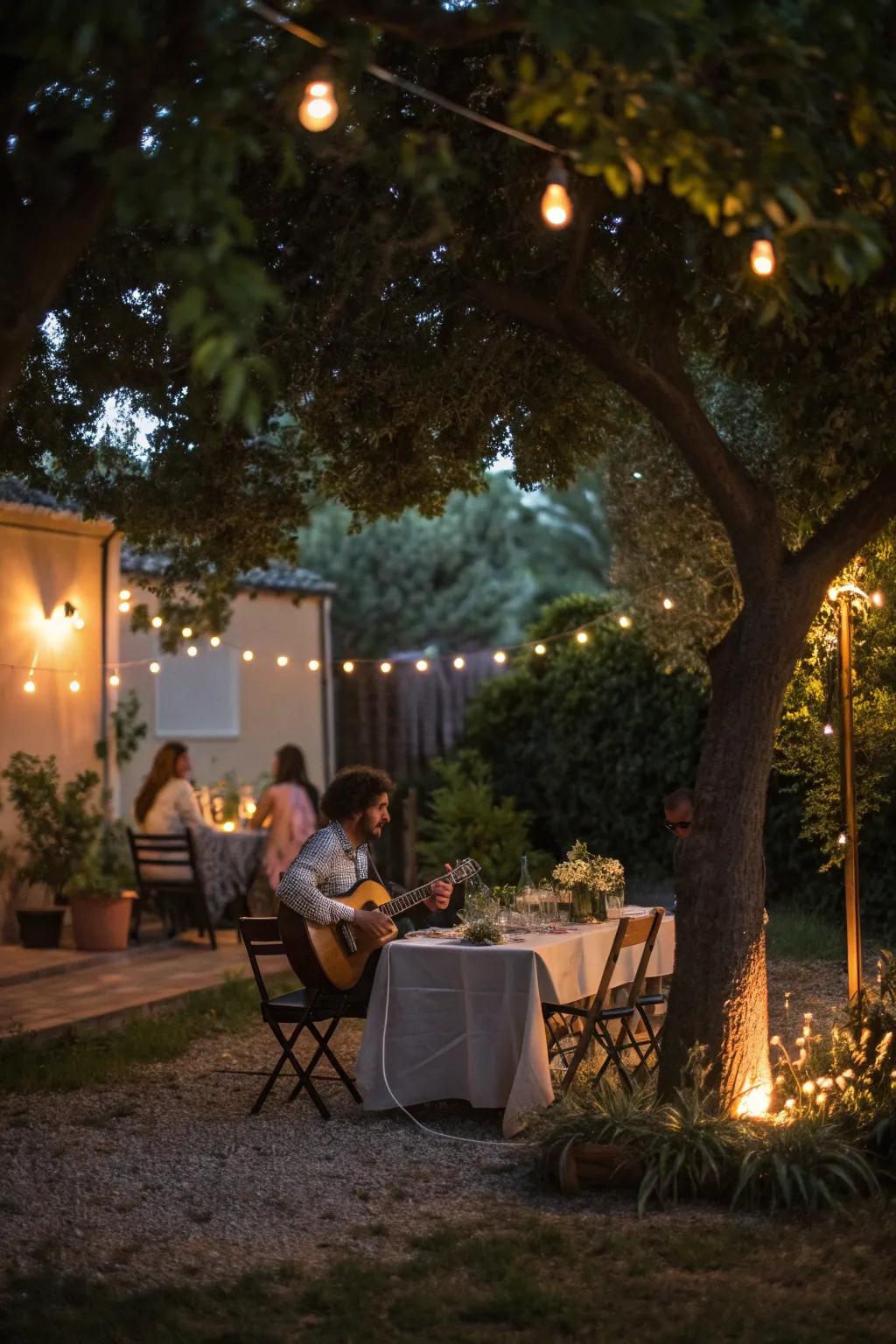 Live acoustic music adds an elegant and relaxing vibe.
