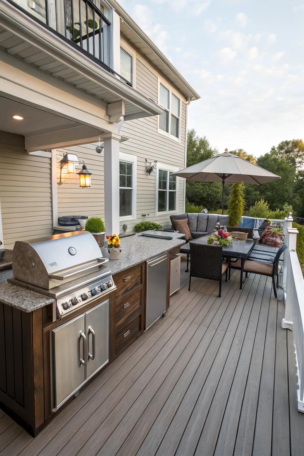 An outdoor kitchen makes dining al fresco a joy.