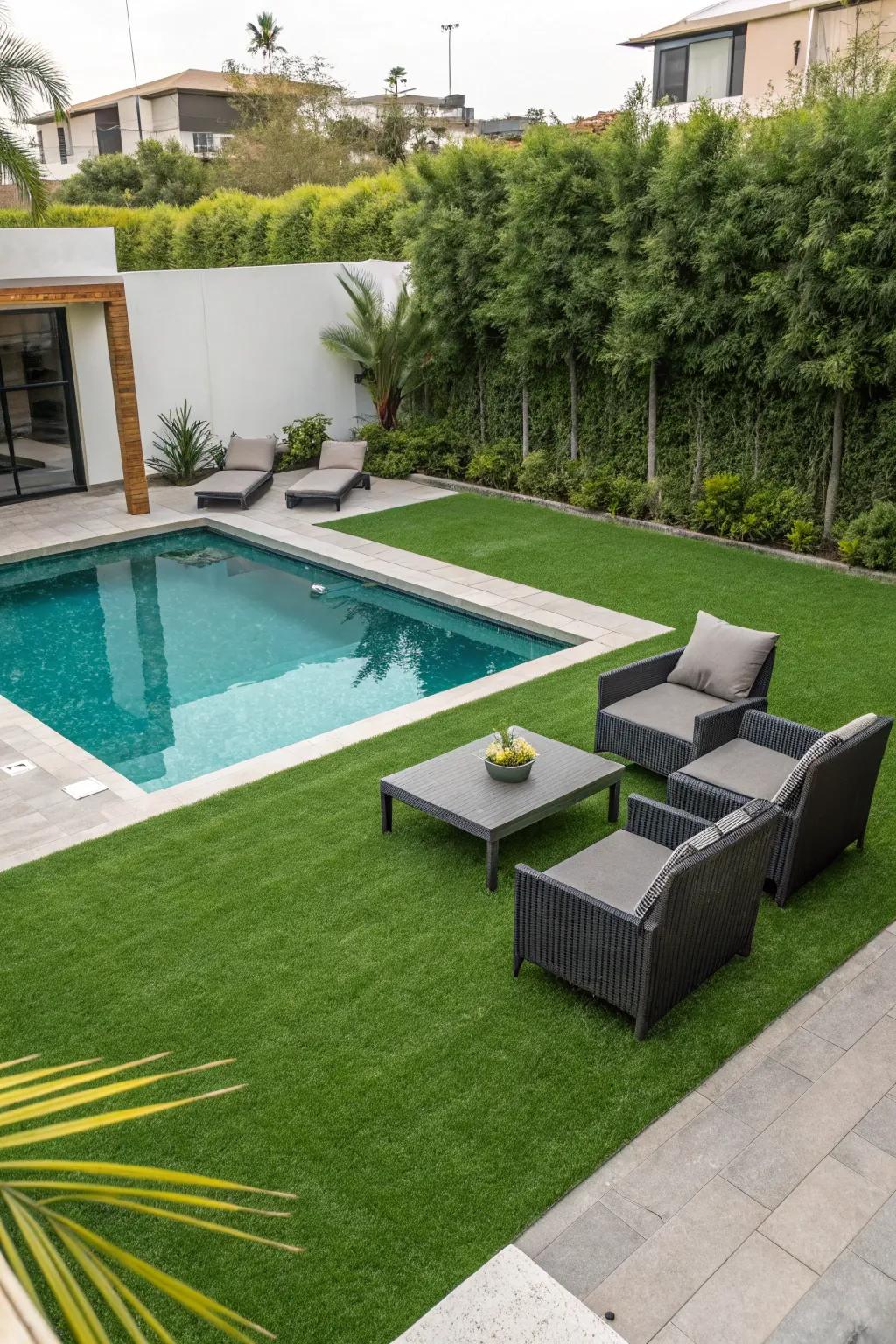 Enjoy vibrant greenery with artificial grass.