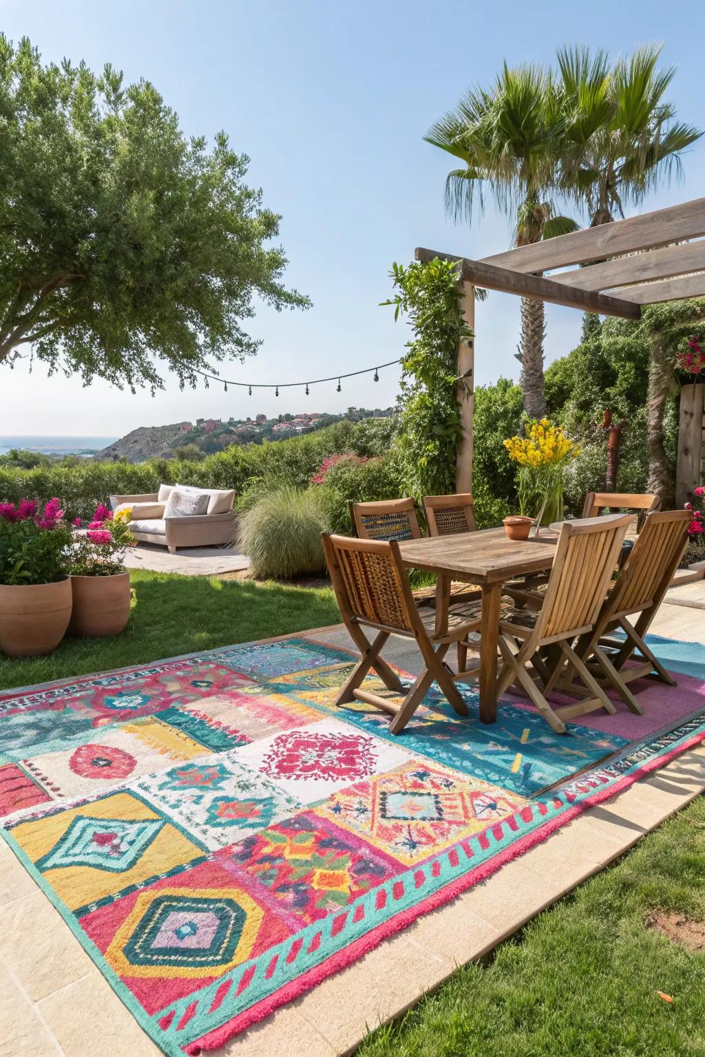 Add comfort with a custom DIY outdoor rug.