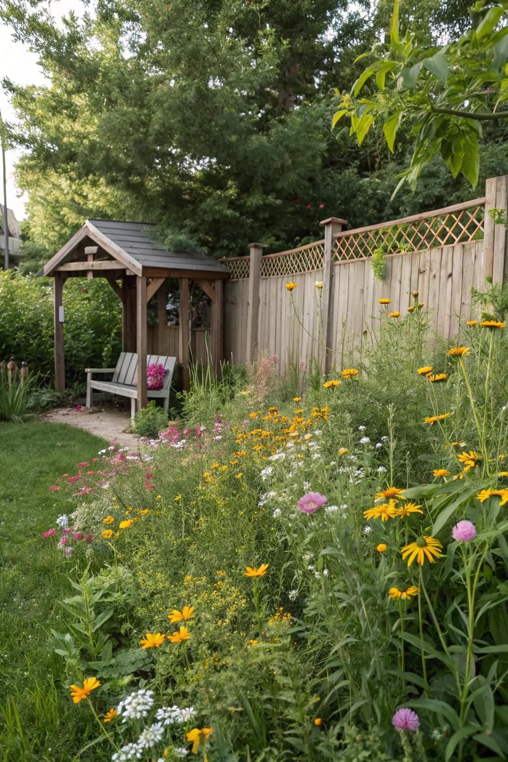 A secret hideaway enveloped by towering wildflowers.