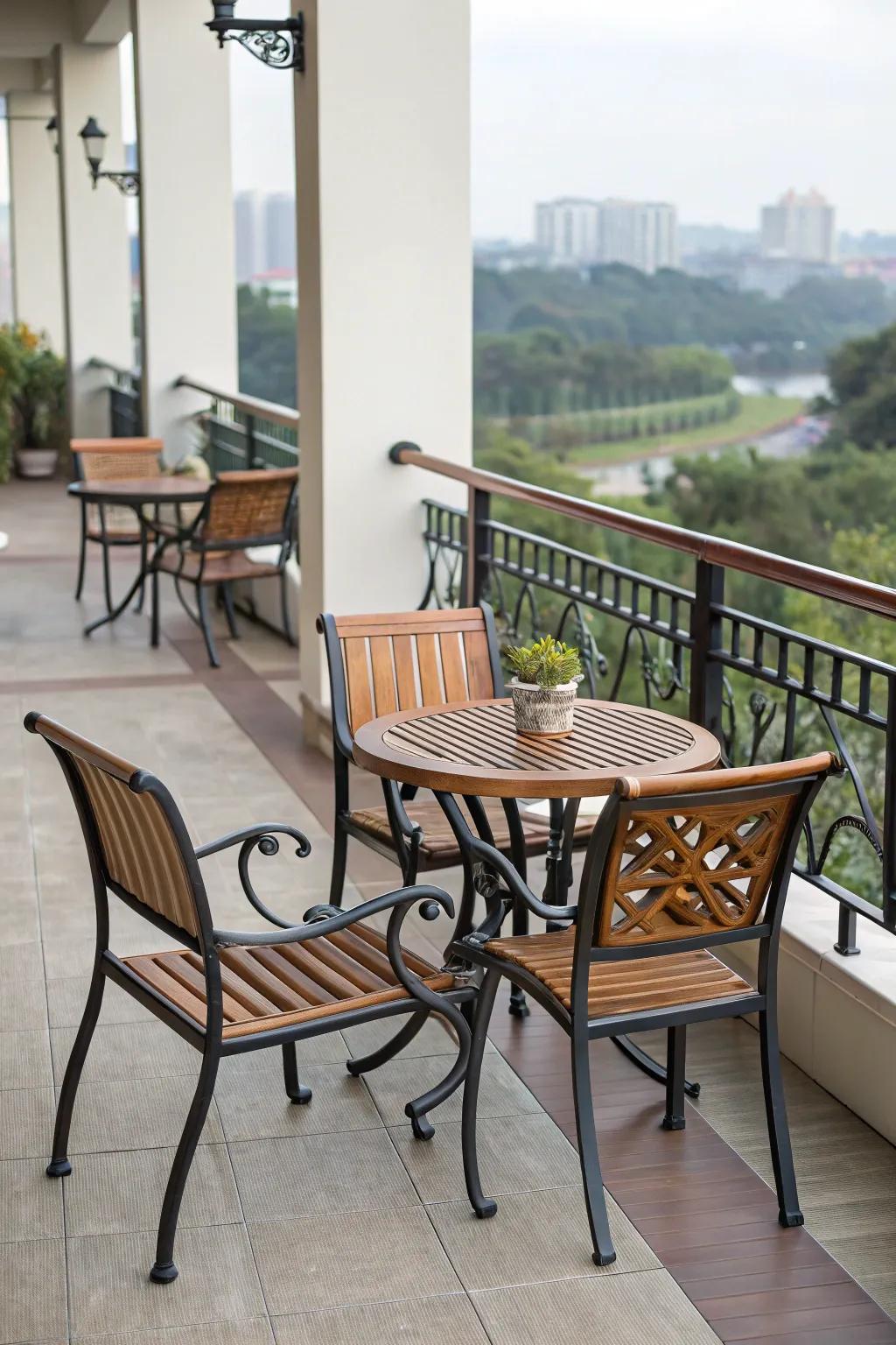 Durable materials ensure your balcony furniture lasts.