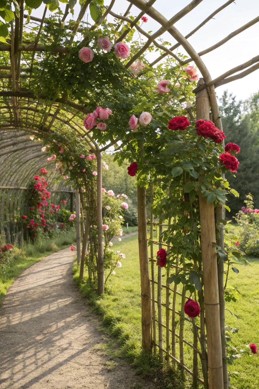 Enhance your roses with a dedicated bamboo trellis.