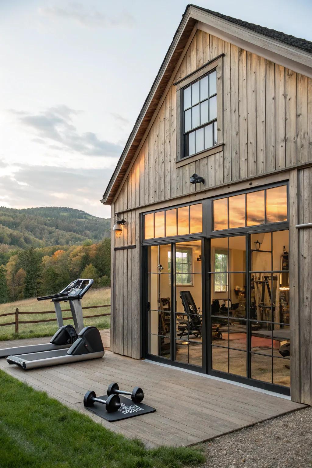 A home gym addition for convenient workouts.