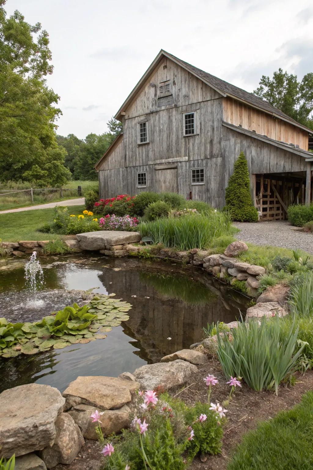 Water features add tranquility and a calming ambiance.