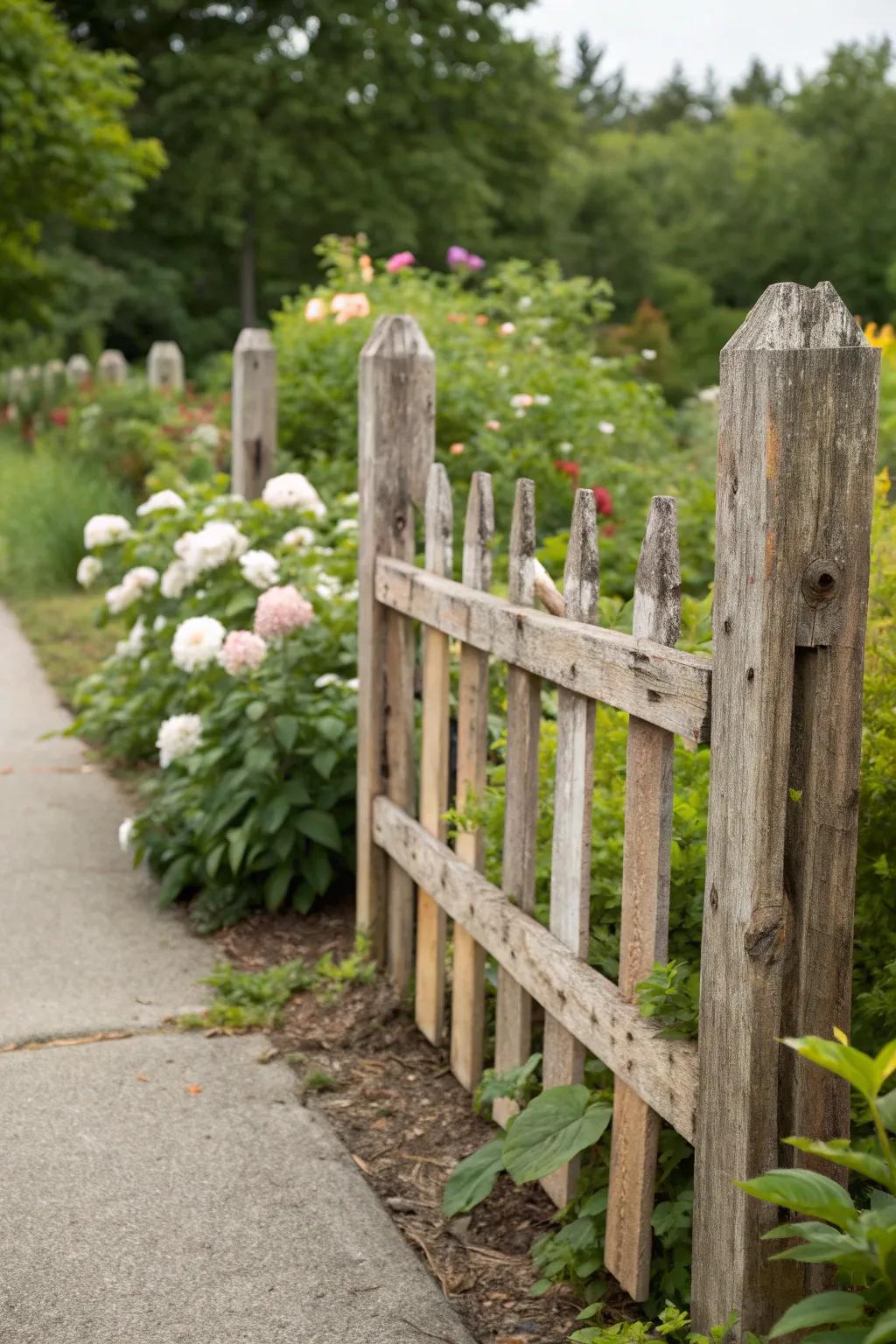 Reclaimed wood fences are eco-friendly and stylish.
