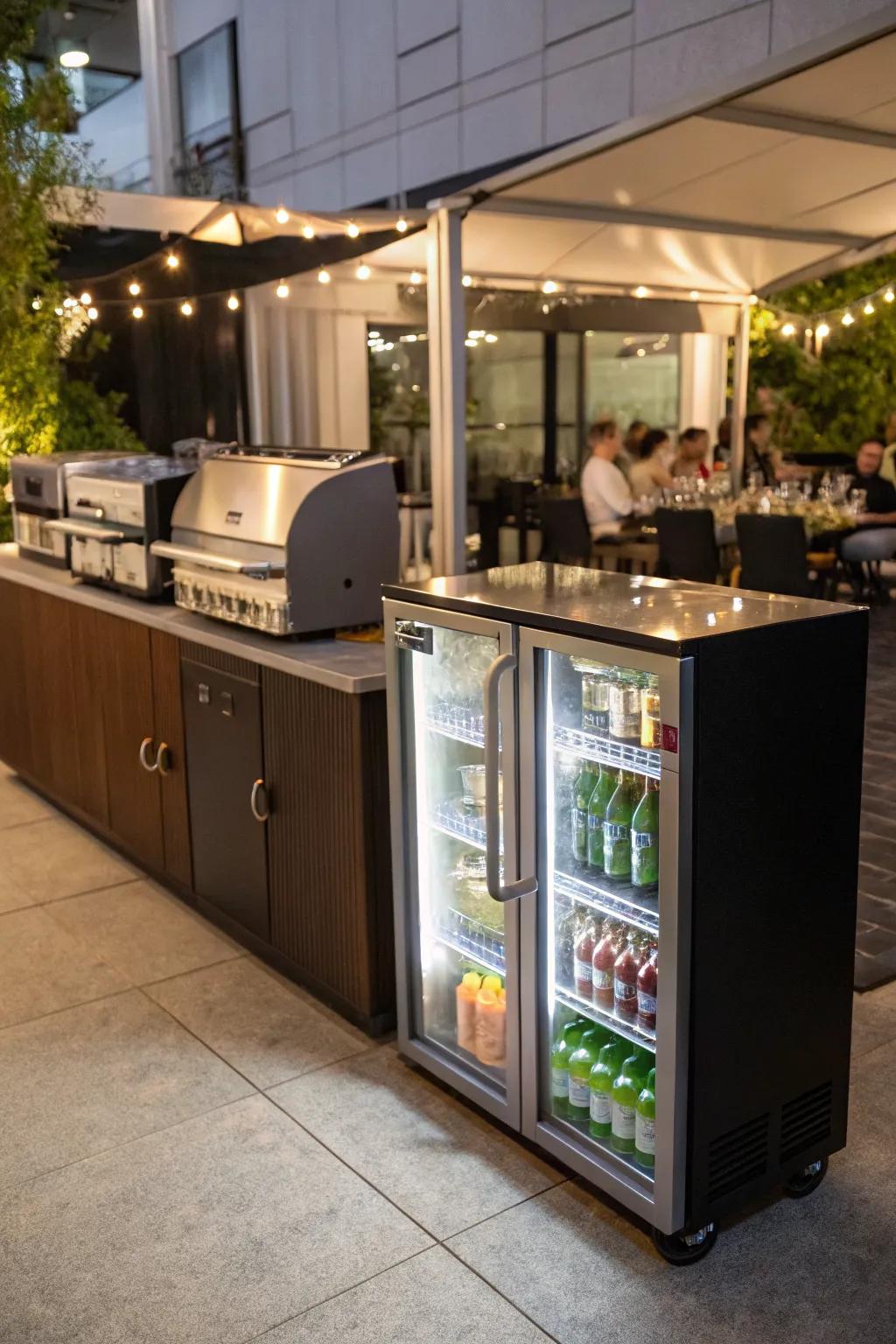 A drinks area is a refreshing addition to any BBQ station, perfect for hosting.