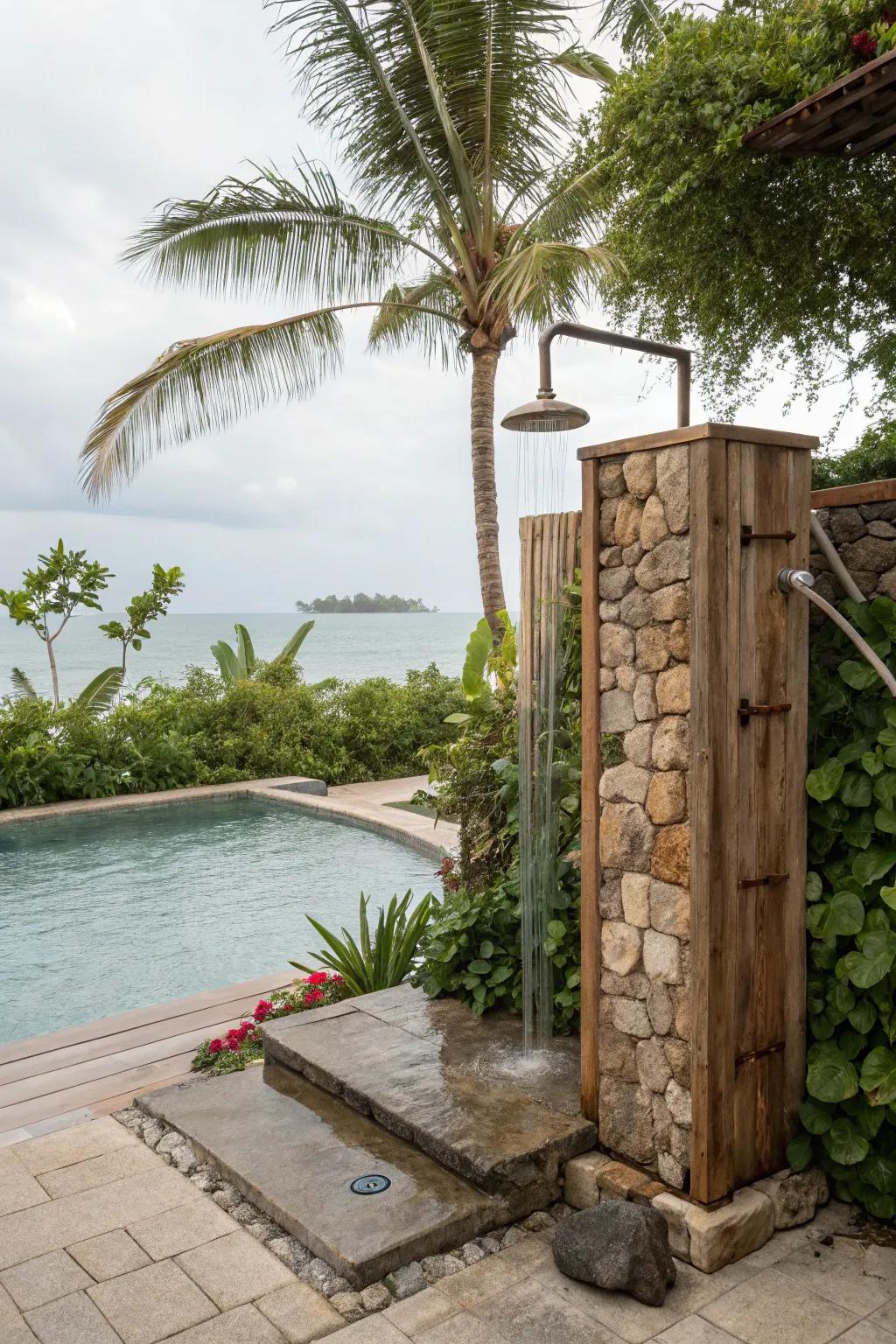 Outdoor showers provide convenience and style to your pool area.
