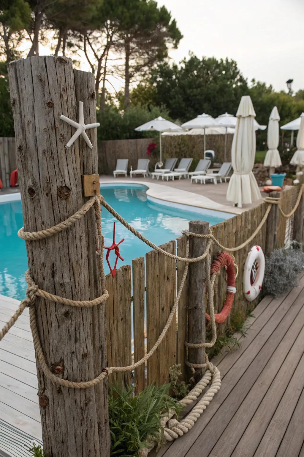 Nautical fencing complements the beach theme