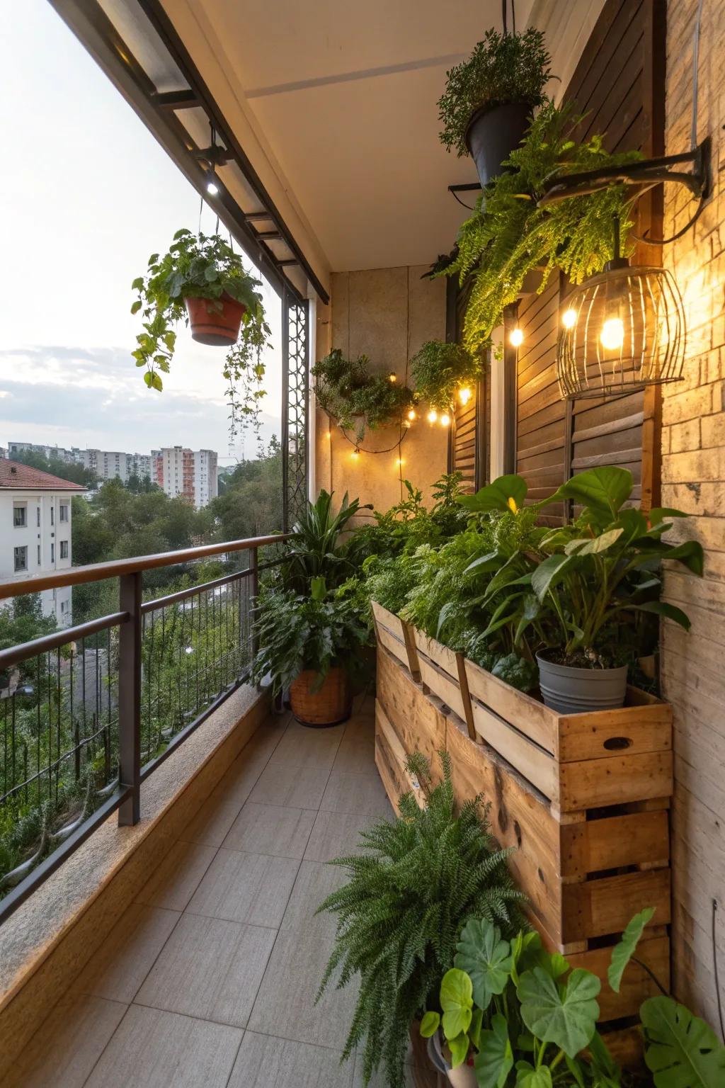 A sustainable and stylish eco-friendly balcony.