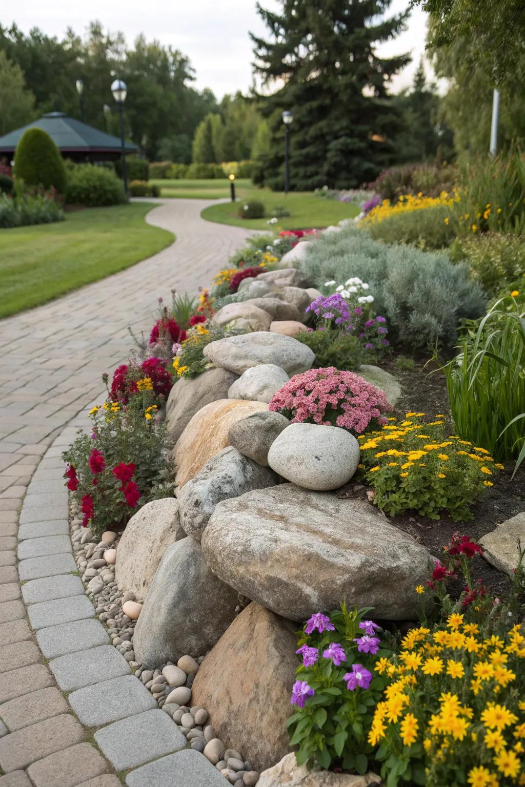 Rocks provide resting spots and visual appeal in bee gardens.