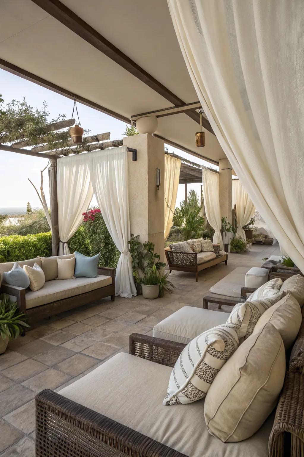A relaxing lounge space perfect for unwinding on the patio