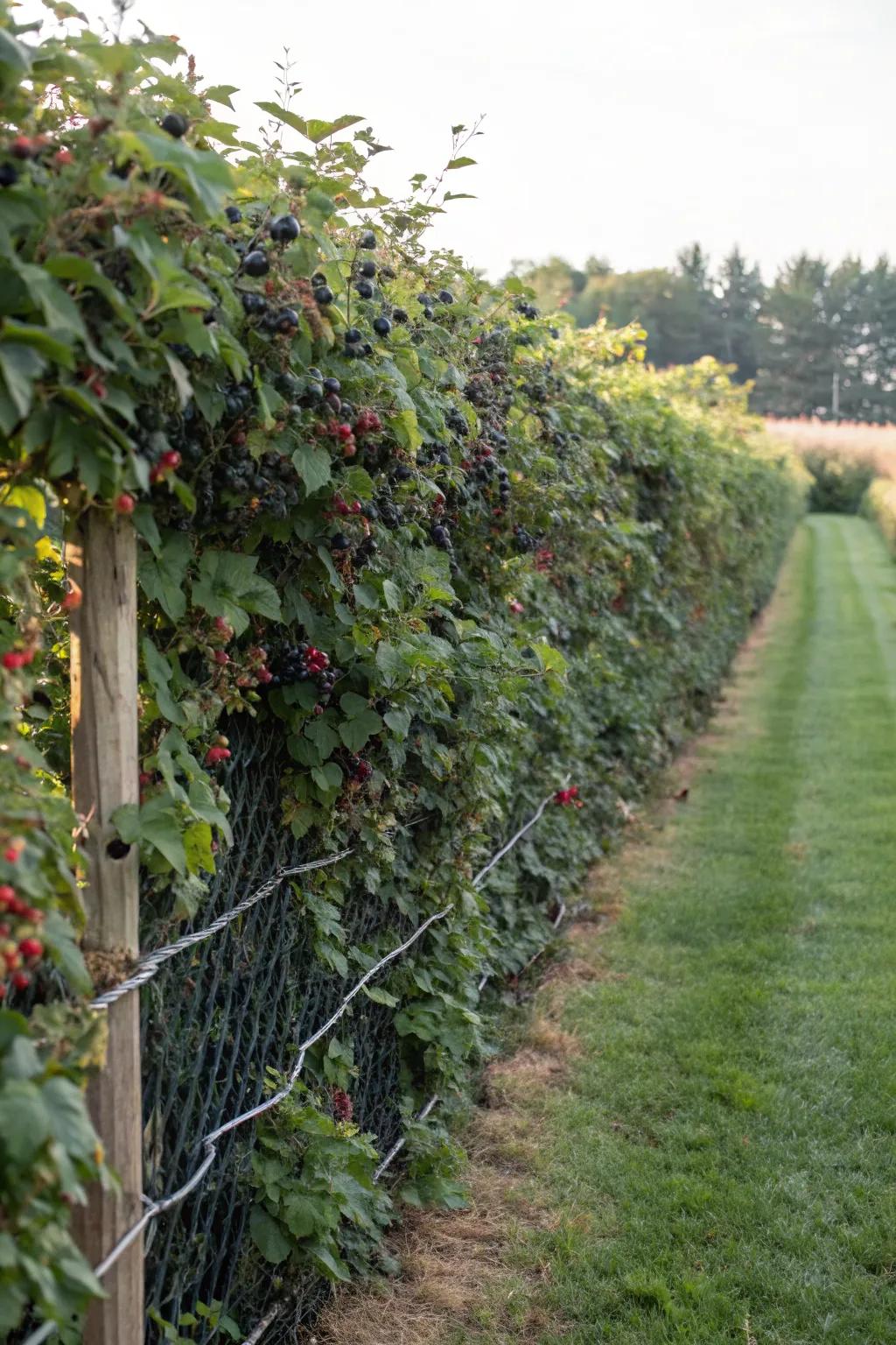 A hedge-style trellis defining garden spaces beautifully.