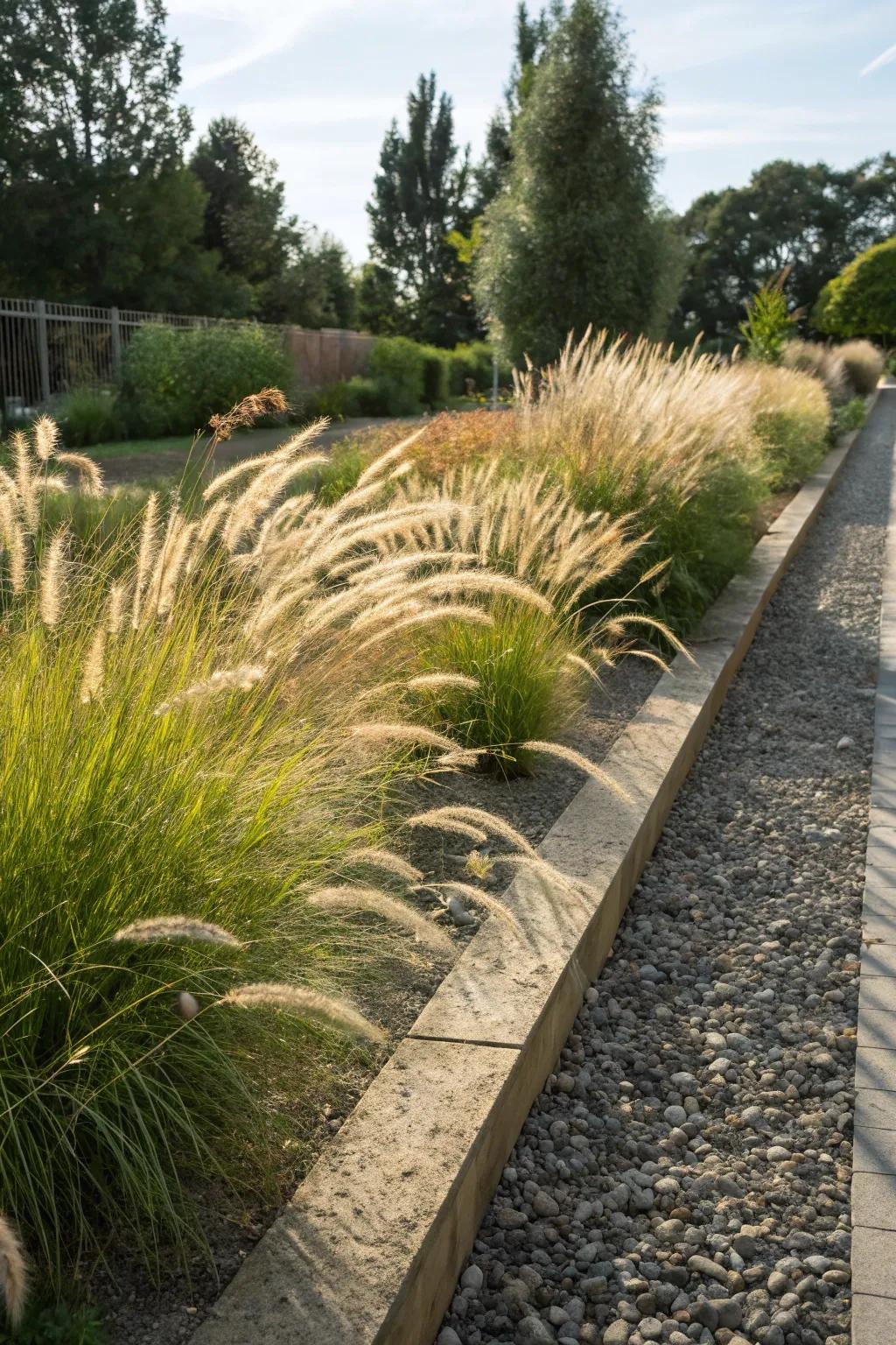 Ornamental grasses add movement and serenity to the garden.