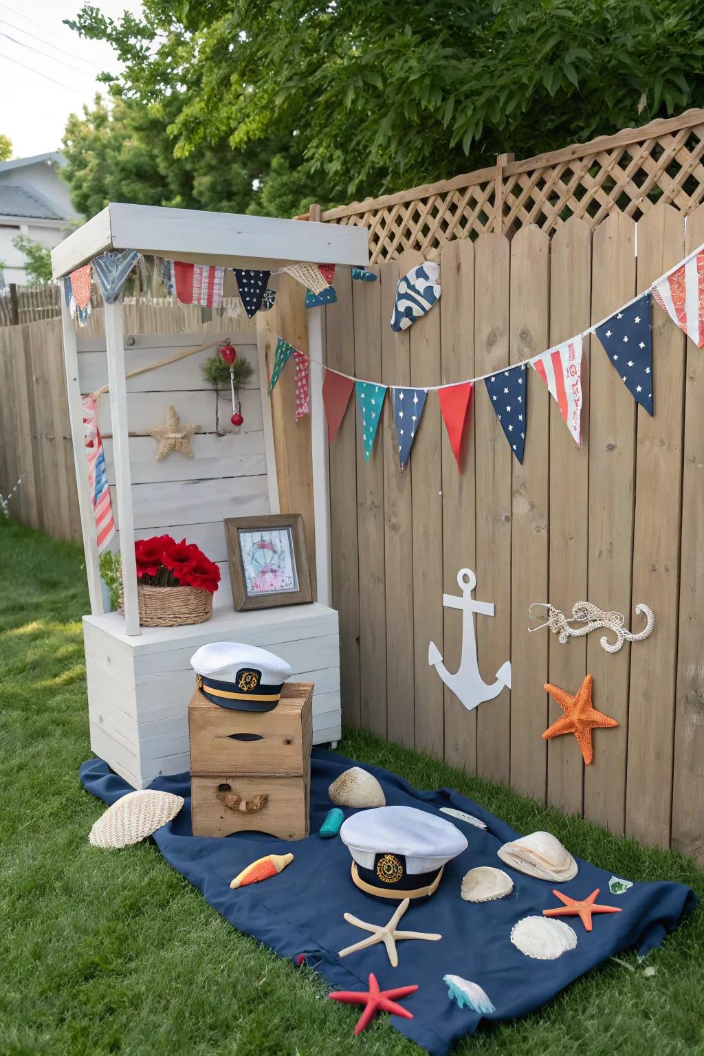 A nautical photo booth for fun party photos.
