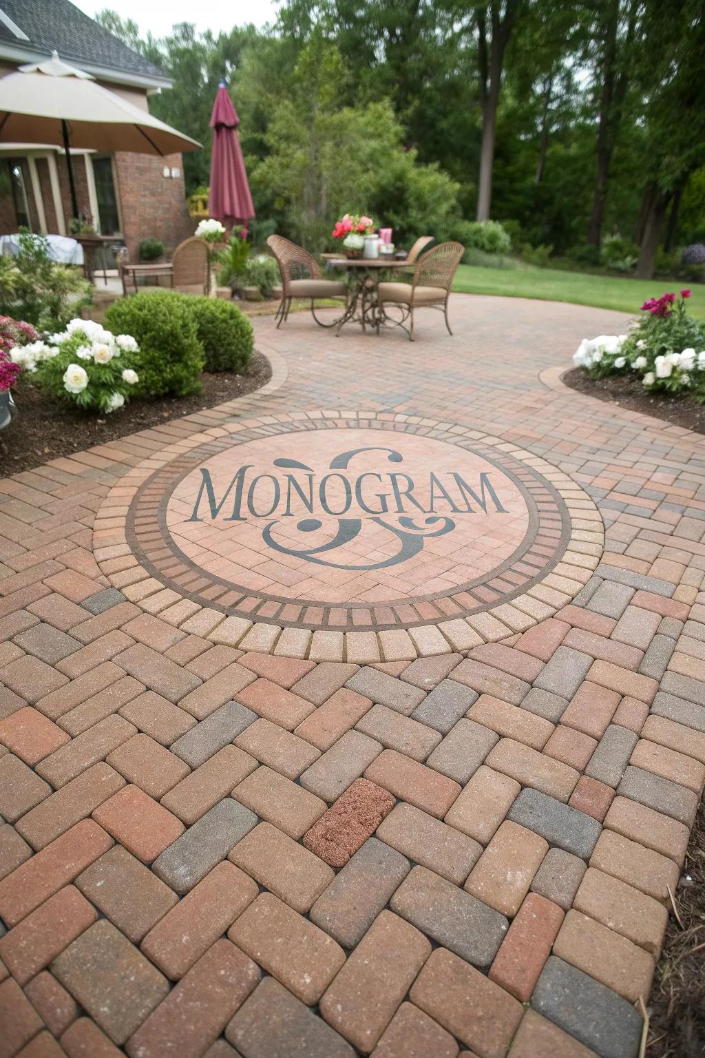 Personalize your space with a monogram inlay using brick pavers.