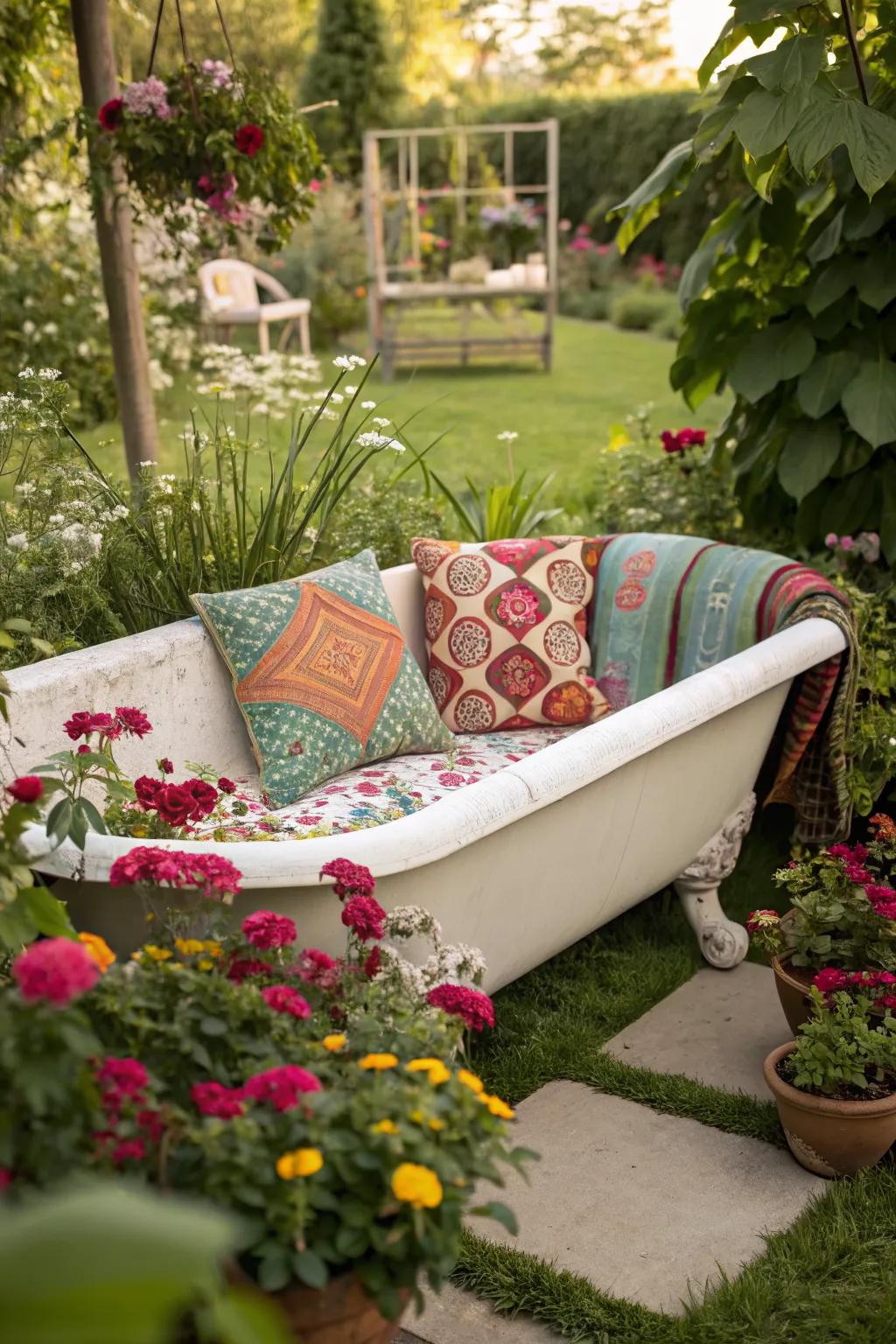 Bathtub sofas bring a unique flair to garden seating.