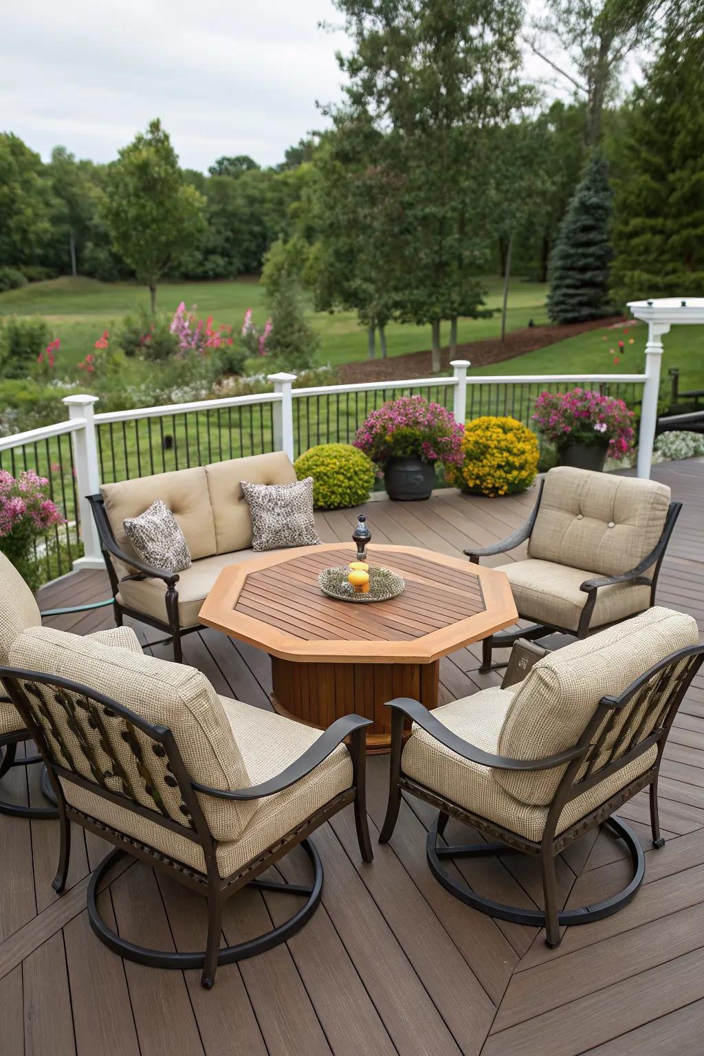 U-shaped seating fosters connection and conversation.