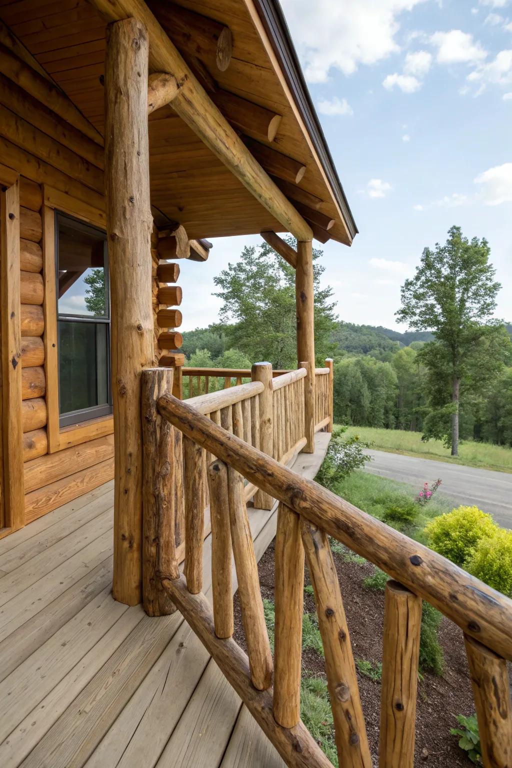 Live edge railings highlighting the natural beauty of wood.