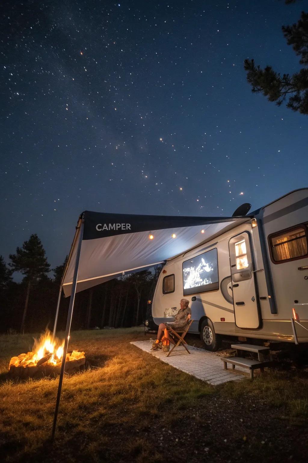 Enjoy movies under the stars with a built-in projector.