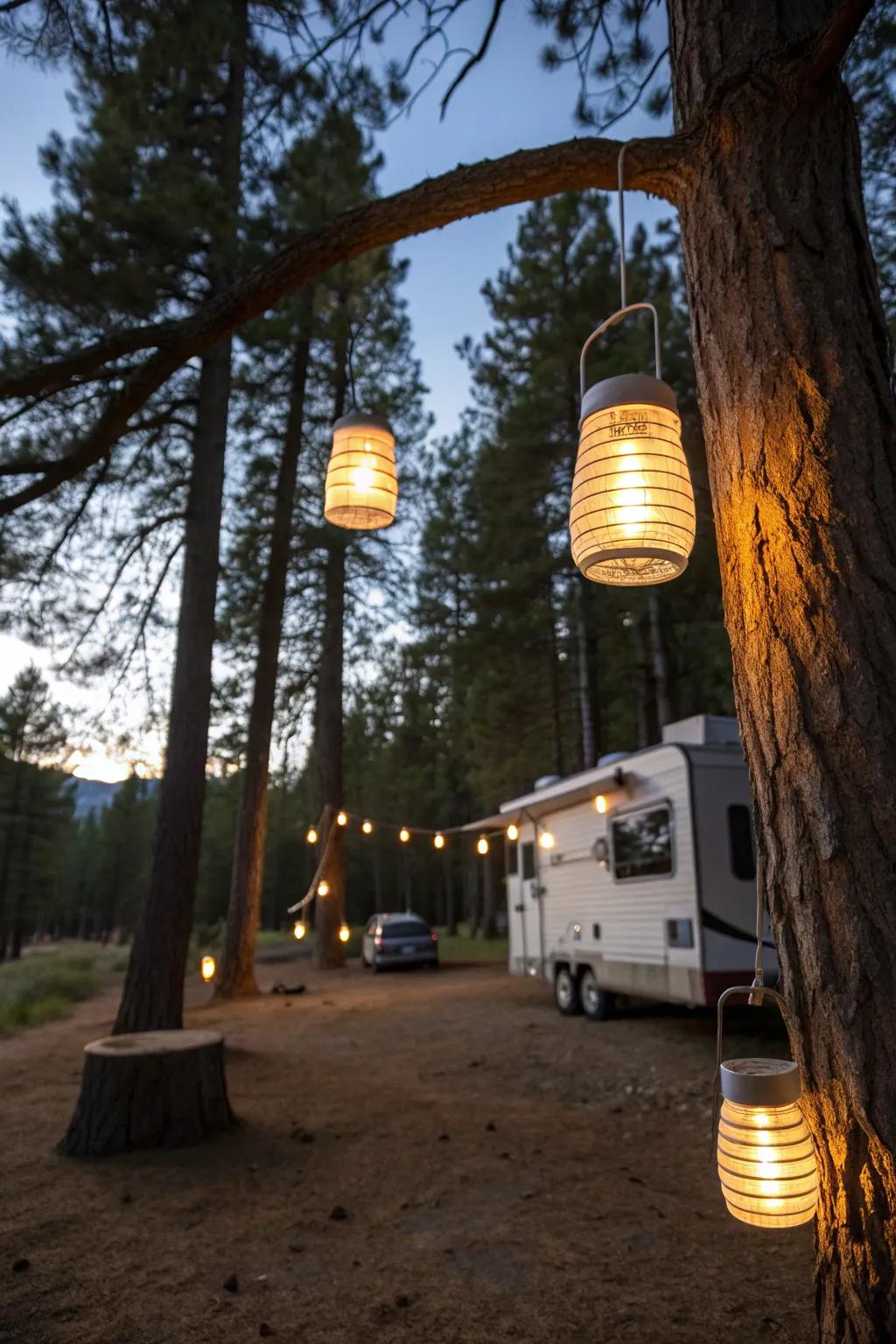 Solar lanterns are an eco-friendly way to light up your campsite.
