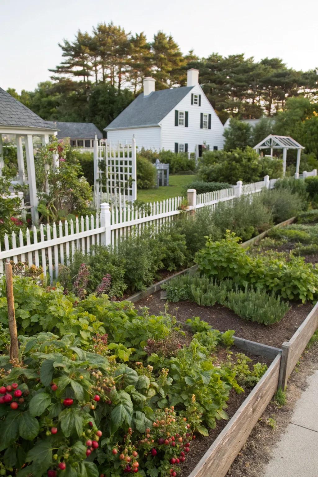 Edible gardens add charm and utility.