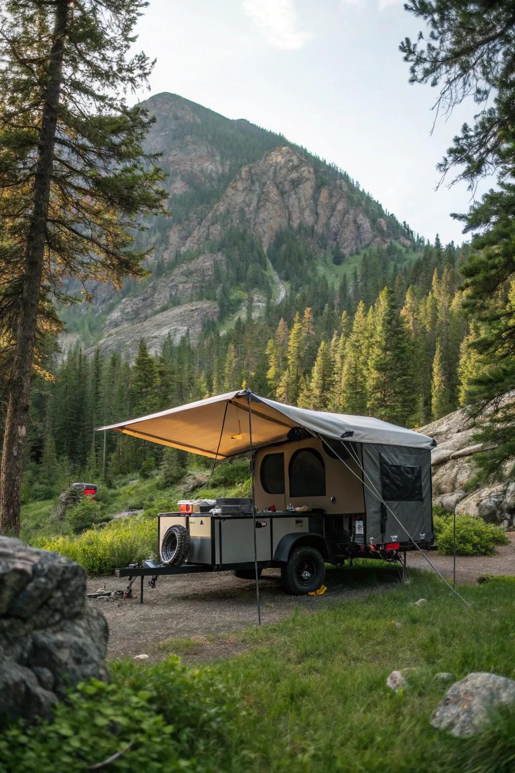 Enjoy the flexibility of a pop-up tent awning for your travels.