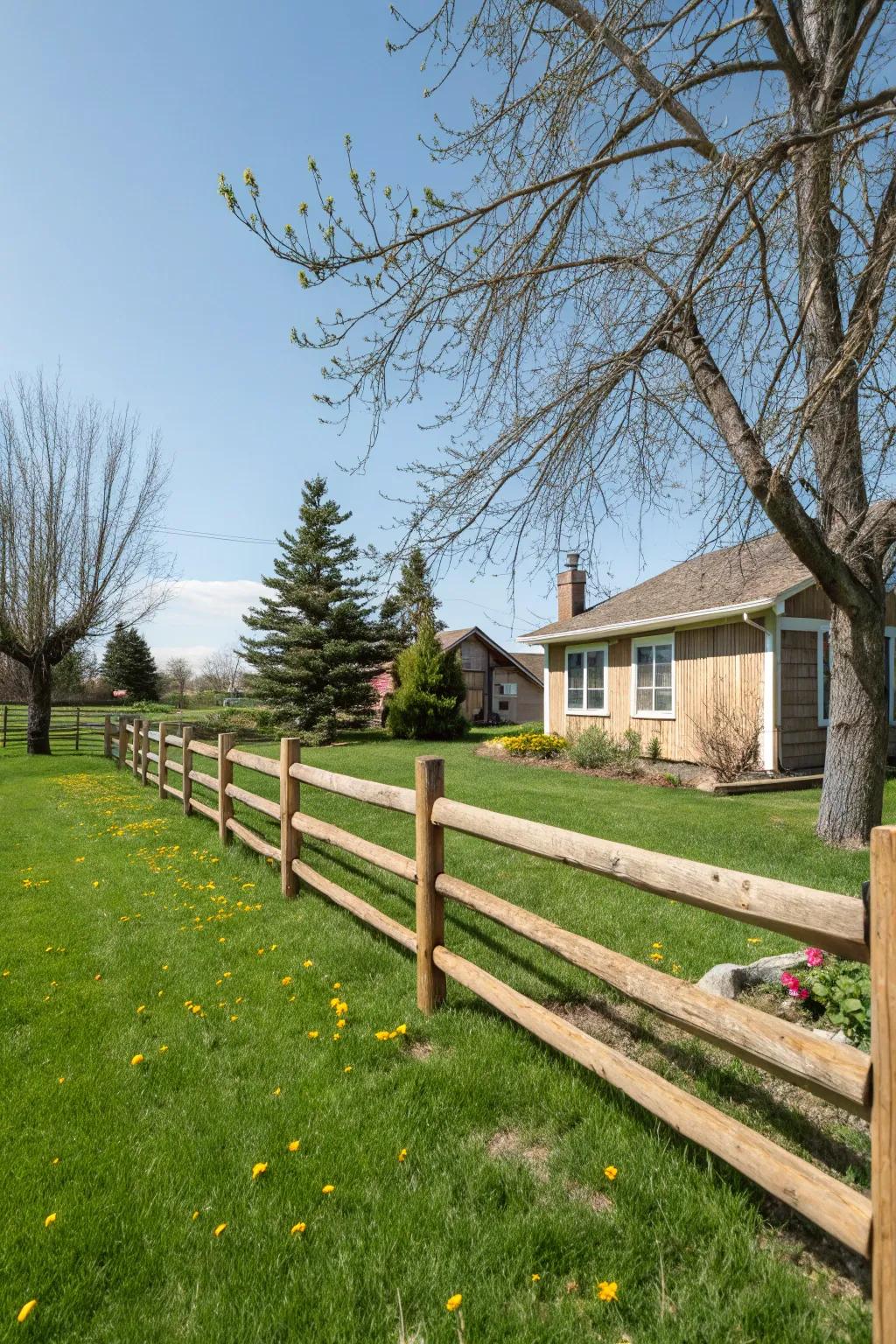 Cedar split rail fences bring rustic charm to any setting.