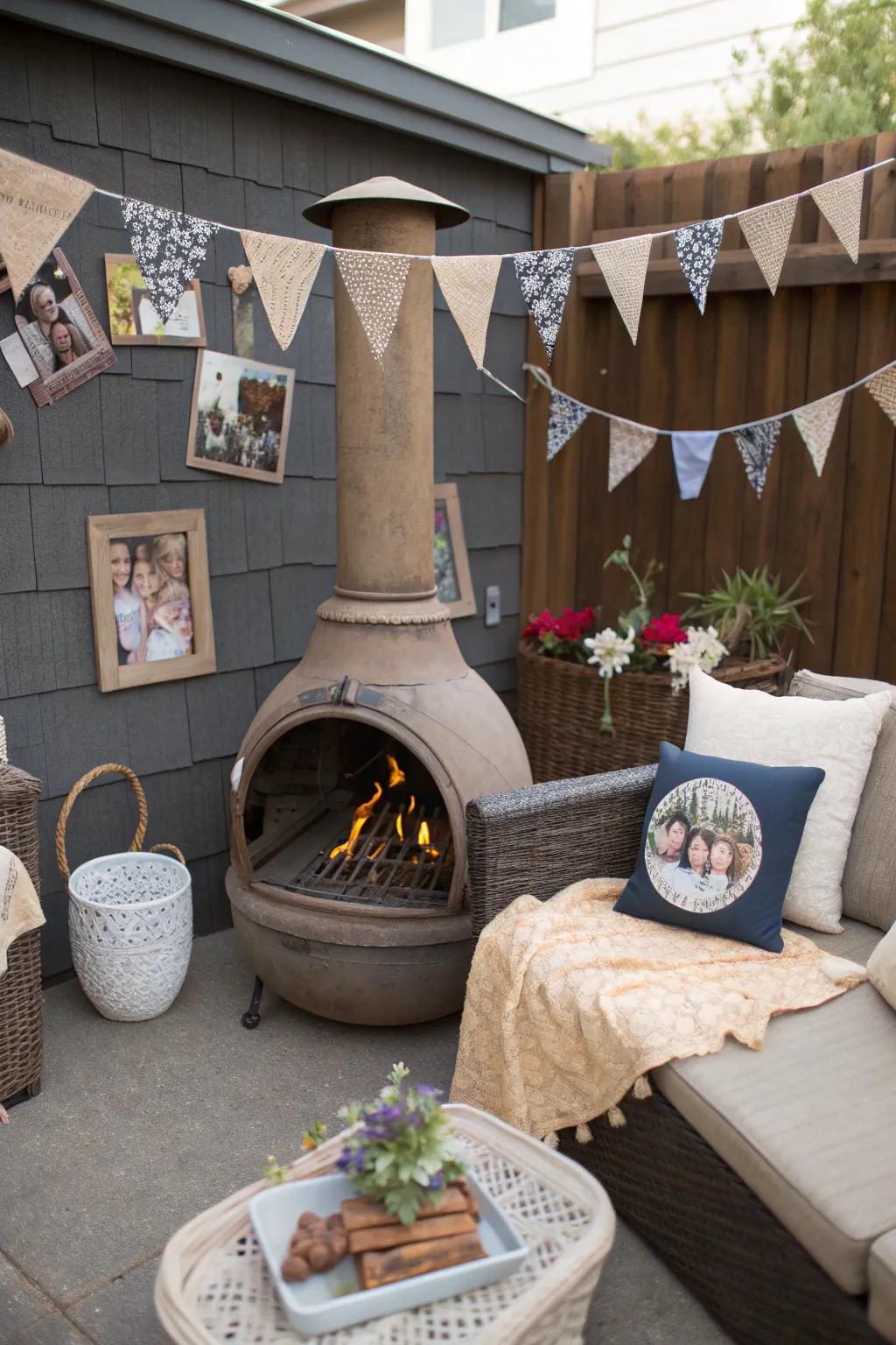 Make your chiminea area uniquely yours with personal touches.