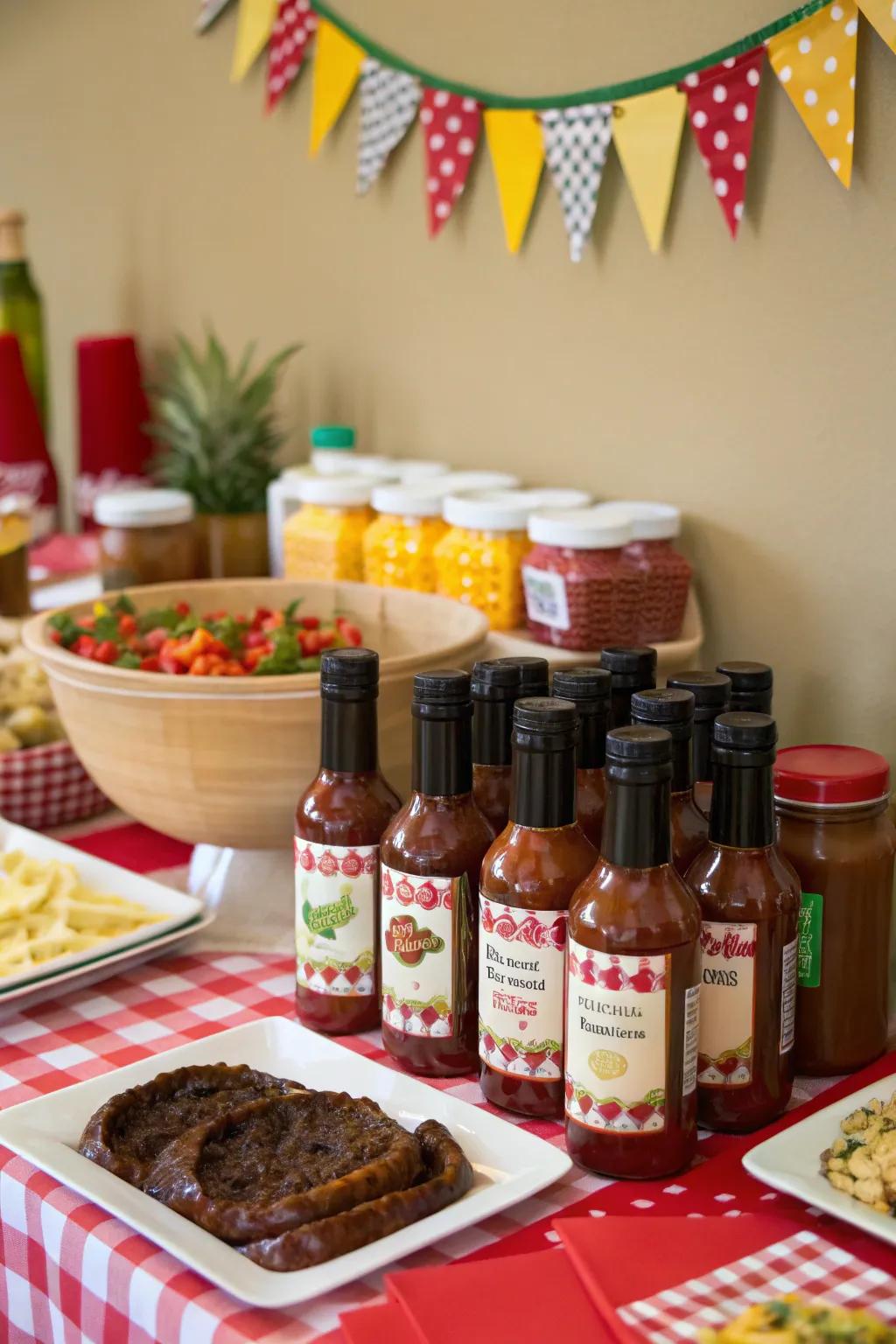 Mix and match flavors at the BBQ sauce bar.