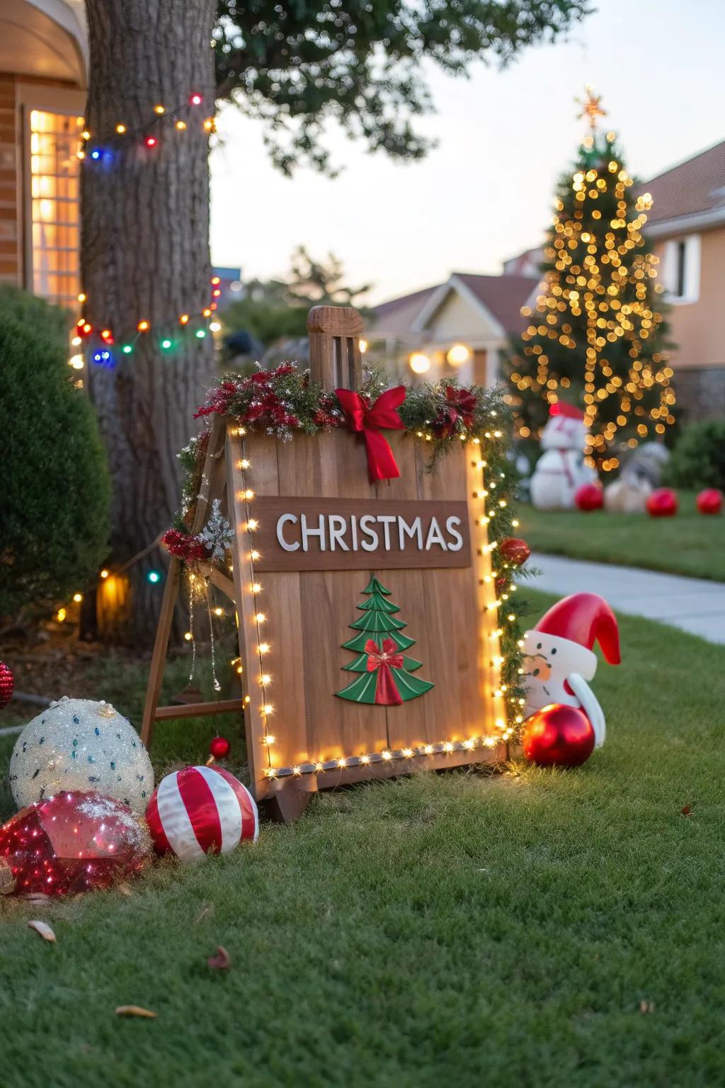Personalize your lawn with festive signage.