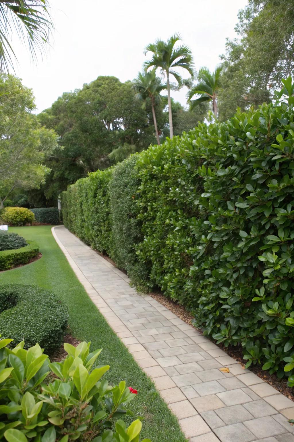 Clusia hedge as a protective windbreak.