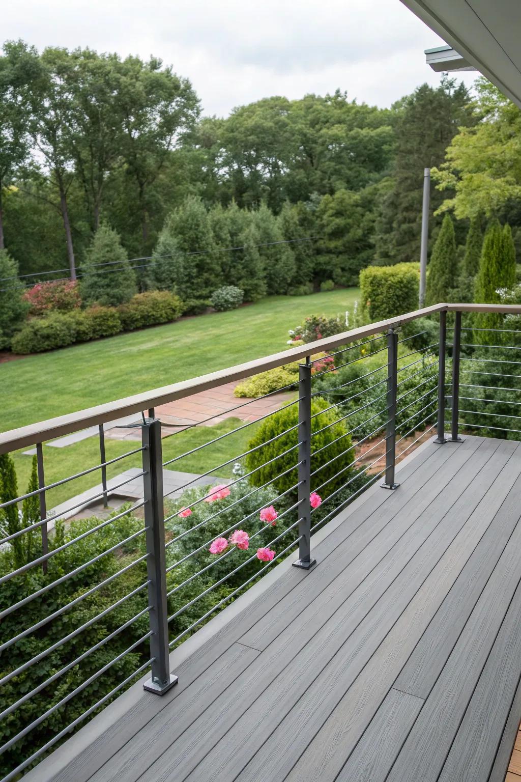 Stylish railings complete the look of your composite deck.