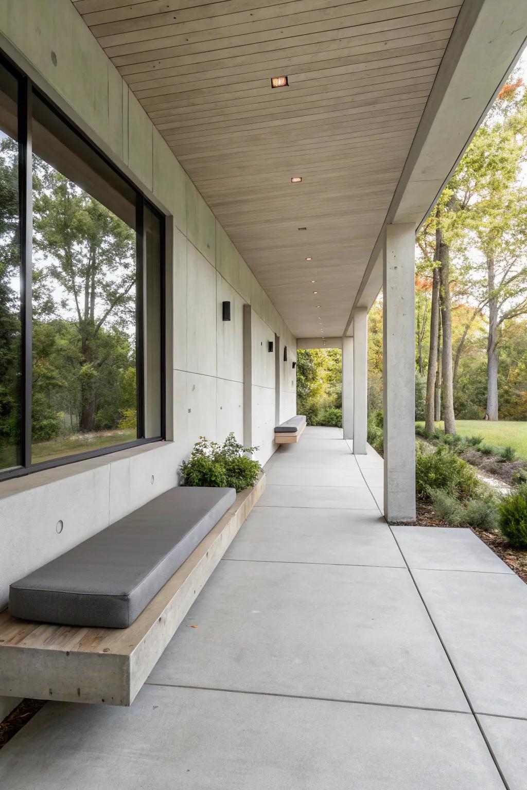 Floating bench seating for a modern minimalist look.