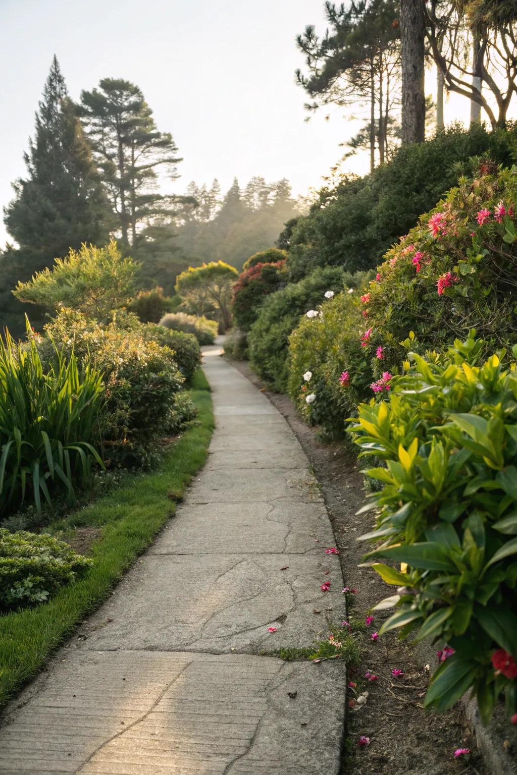 Invite exploration with winding garden paths.