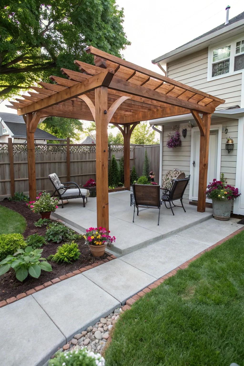 Pergolas add shade and architectural interest to patios.