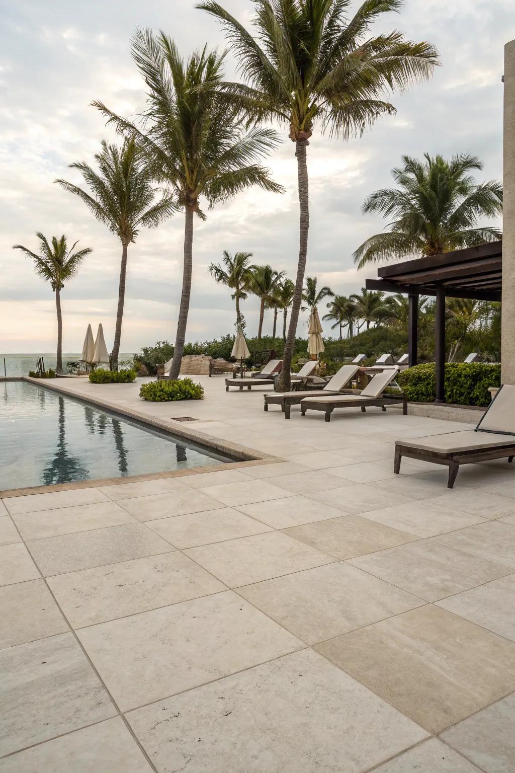 Create a resort vibe with luxurious tile finishes.