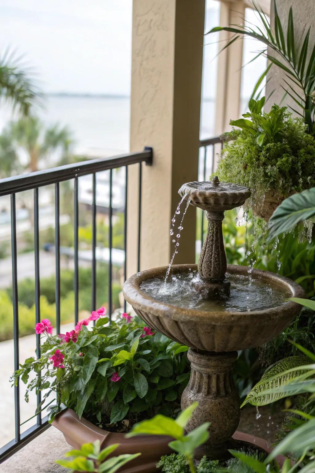 A soothing water feature in the garden