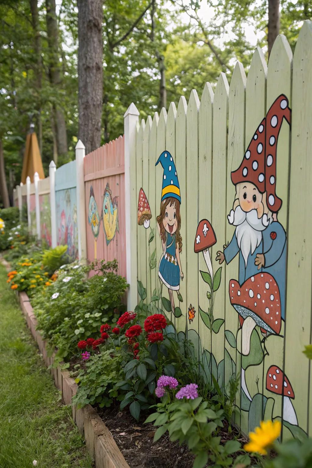 Turn your fence into a storybook with whimsical characters.