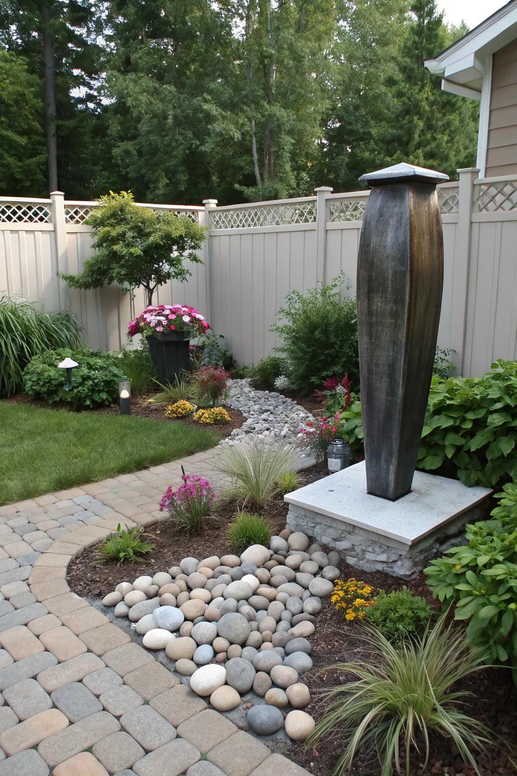 Enhance your garden's charm with artistic sculptures.