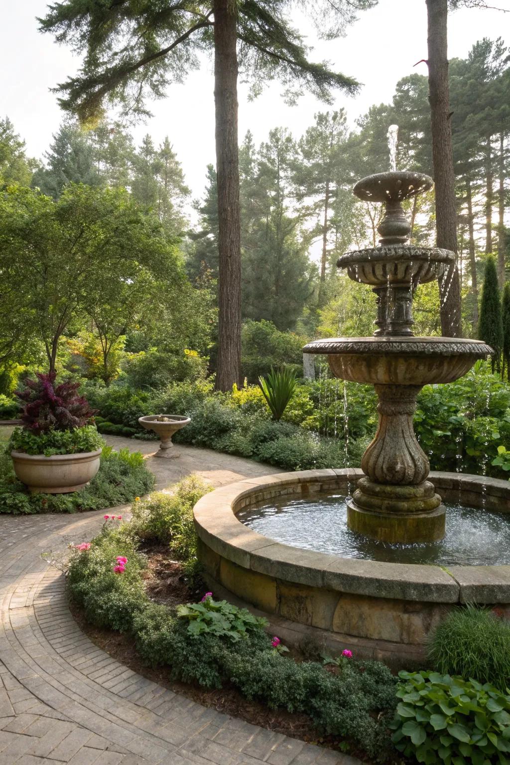 Enhance your garden with a stunning corner fountain feature.