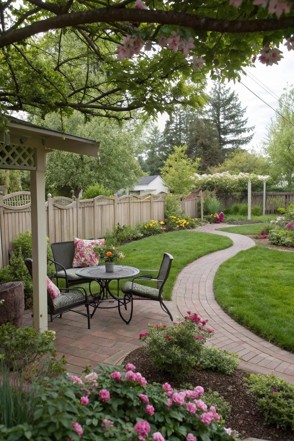 A secret garden nook offers a private escape.