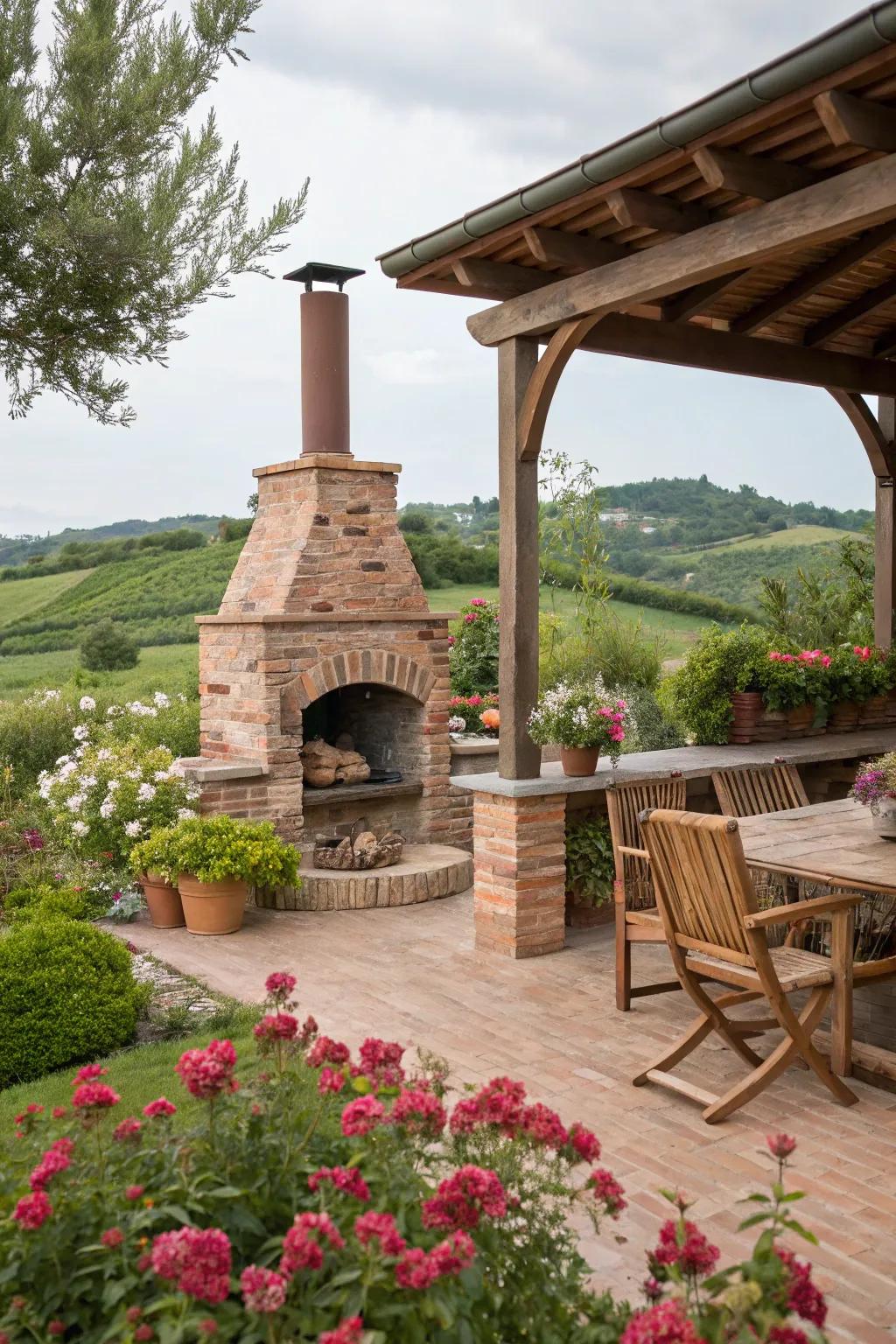 A brick oven adding charm and functionality.