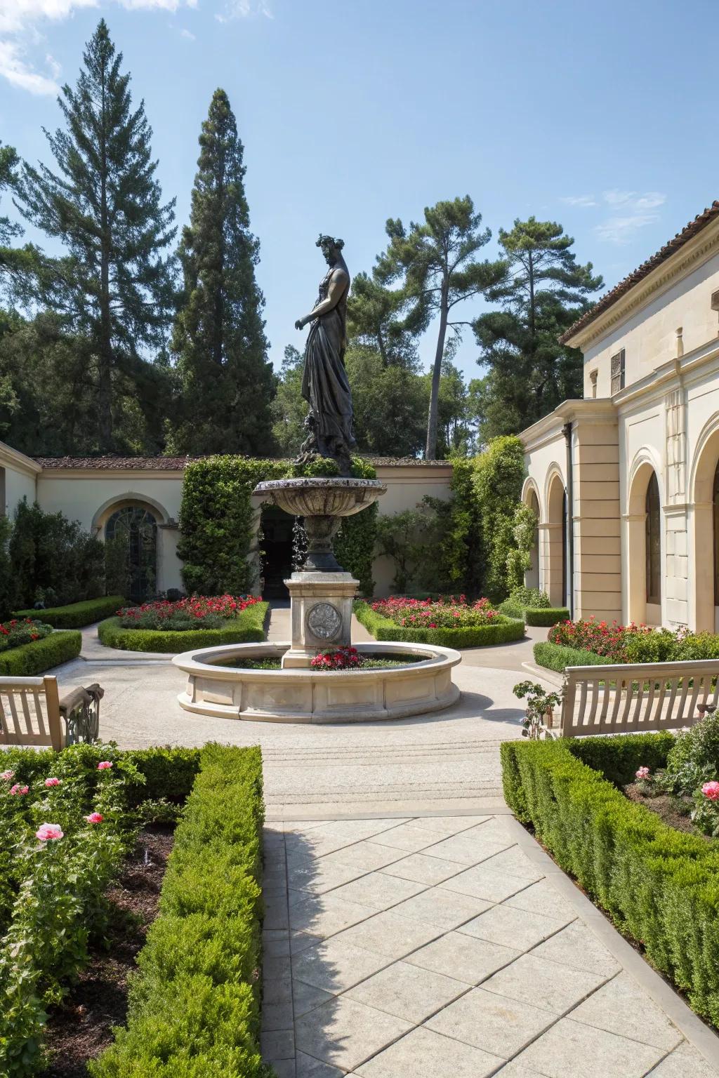 Art pieces bring culture and interest to your courtyard.