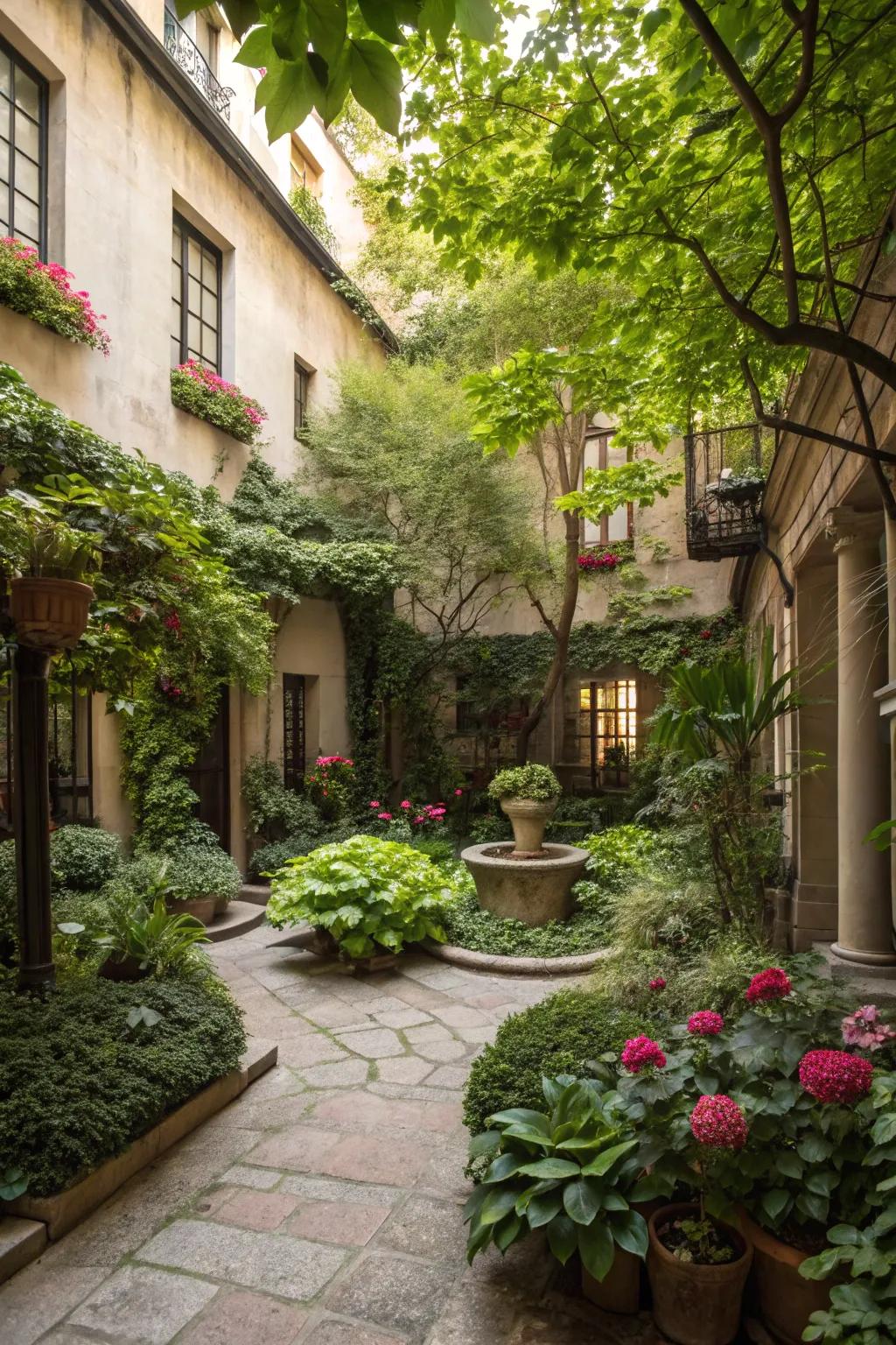 A secret garden hideaway within a charming courtyard.