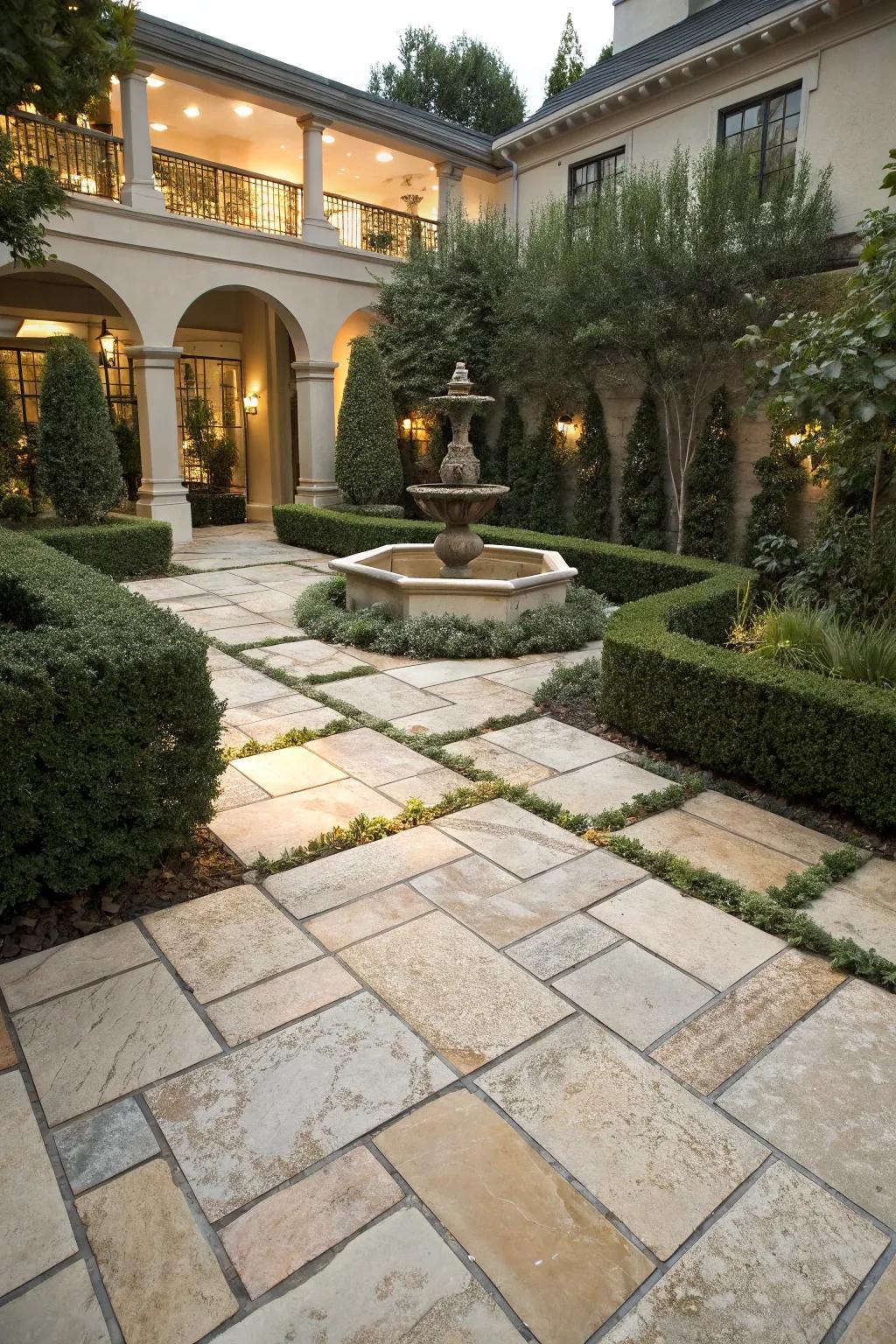 A courtyard with the timeless elegance of natural stone paving.