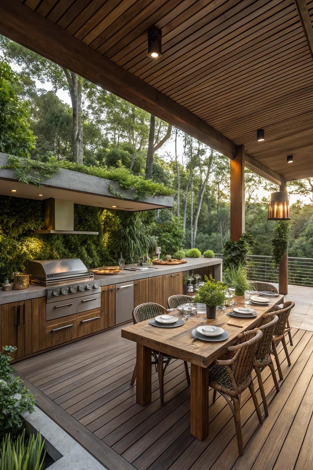 Covered decks provide shade and a perfect setting for outdoor meals.