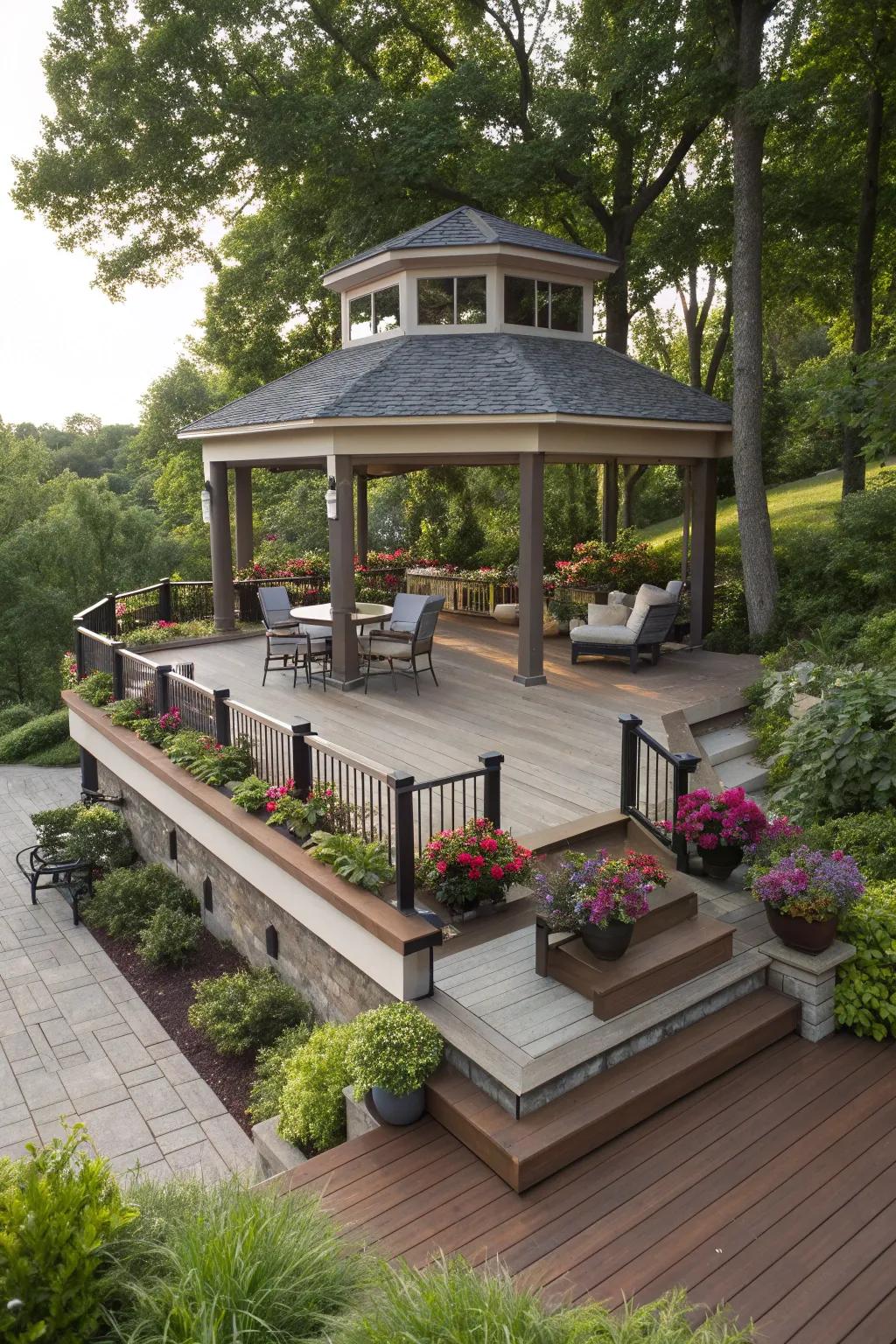 Explore multi-level designs for a unique pavilion experience.